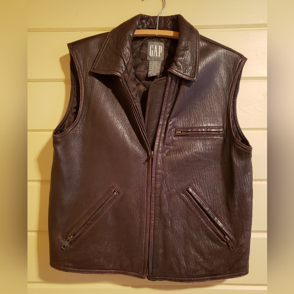 Gap leather vest woman's large brown